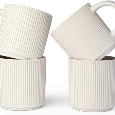 Matte White Coffee Mugs Set of 4, 12 Ounce Mug with Handles, Ceramic  Catering Coffee Cups, Porcelain Mugs Sets for Coffee, Tea, Hot Cocoa, Milk, Microwave and Dishwasher Safe