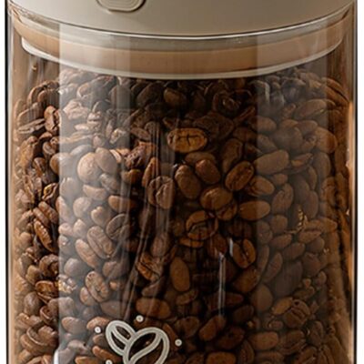 Coffee Bean Storage Container with One-way Valve Airtight Lid Date Tracker for Coffee and More Food Fresh and Storage, Clear Borosilicate Glass Coffee Canister (13 OZ)