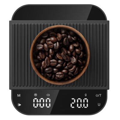5.9" Coffee Scale, Rechargeable Coffee Scale with Timer, 3kg/0.1g Accuracy for Pour Over and Drip Coffee, Portable Digital Kitchen Scale with Automatic Timing, LCD Display