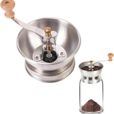 Mason Jar Coffee Grinder - Manual Lid Attachment for Wide Mouth Jars, Stainless Steel & Ceramic , Ideal for Camping & Home Barista