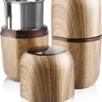 Herb Grinder [large capacity/fast/Electric ]-Spice Herb Coffee Grinder with Pollen Catcher/- 7.5" (Wood grain)