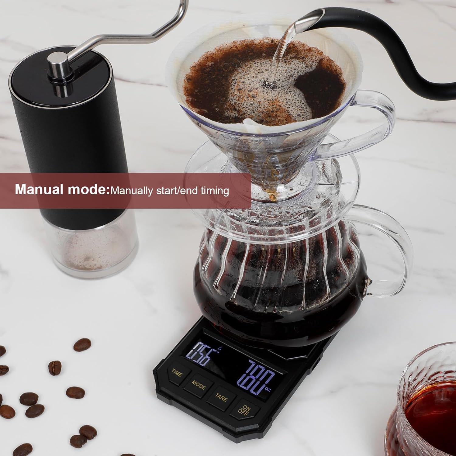 Coffee Espresso Scale with Timer, Digital, Automatic, Mini, Rechargeable, for Barista, 0.3-2000g/0.1g - Image 2