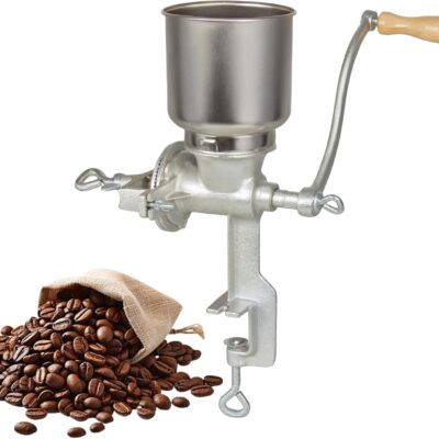 High Hopper Manual Coffee Grinder, Hand Crank Mill for Grains, Corn, Wheat & Spices - Adjustable Coarseness Settings, Cast Iron Construction, Large Capacity, Easy to Clean(XL)